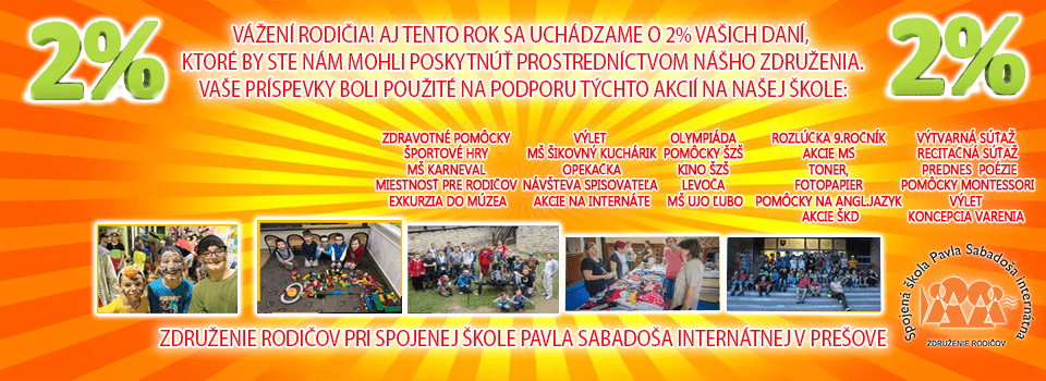 Darujte 2% z dani pre Združenie rodičov pri SŠPSI v Prešove